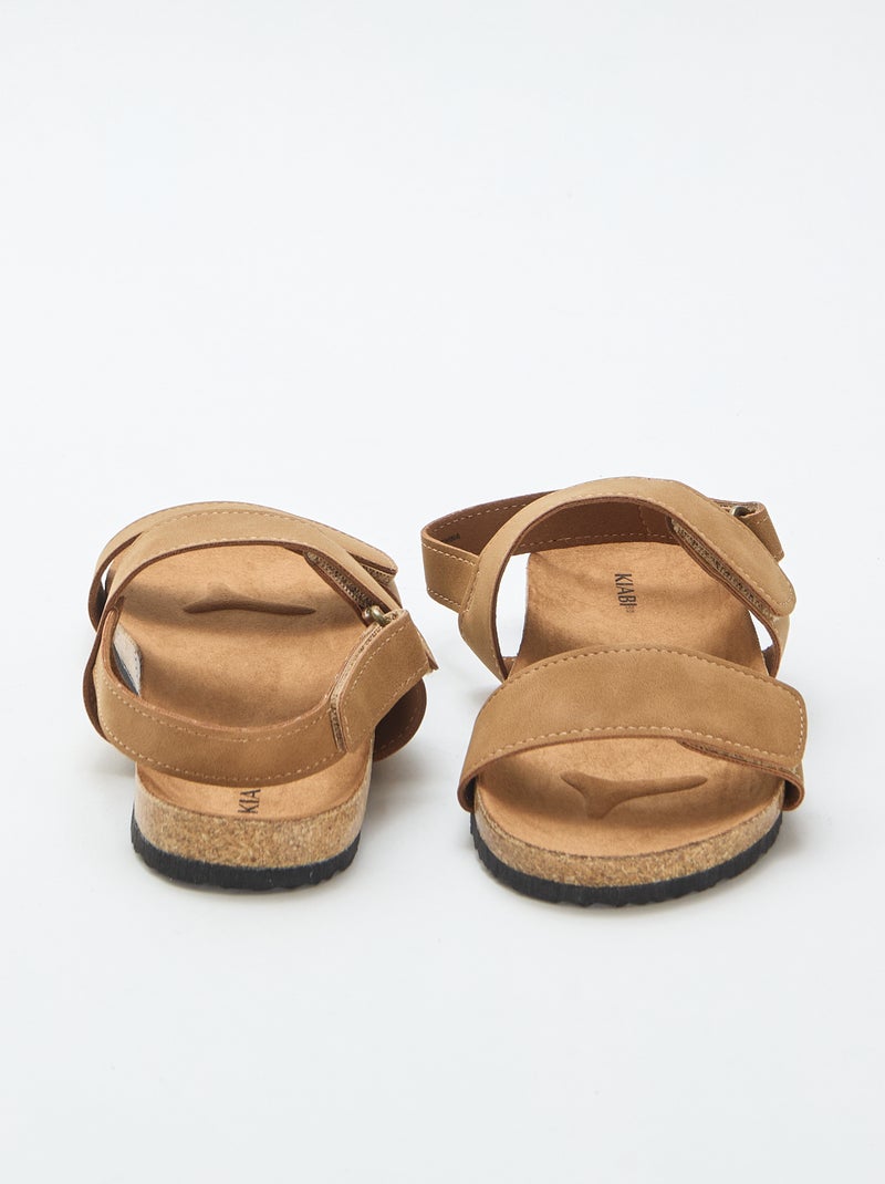 Sandalen met dubbele klittenbandsluiting Bruin - Kiabi