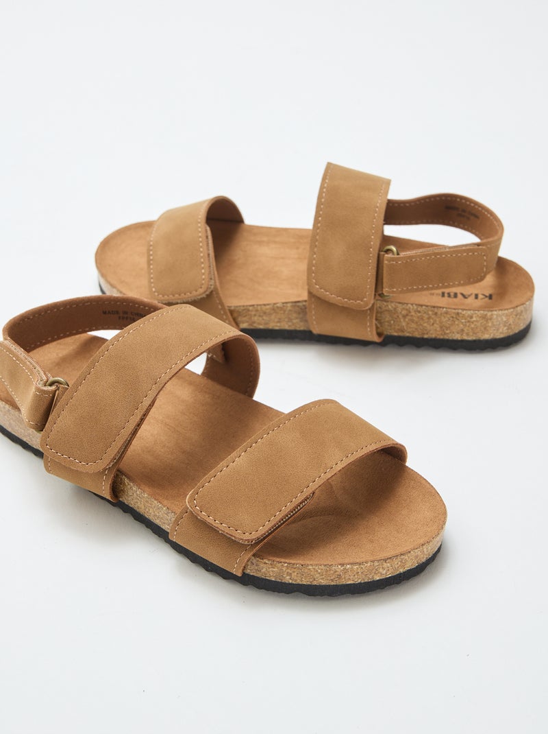 Sandalen met dubbele klittenbandsluiting Bruin - Kiabi