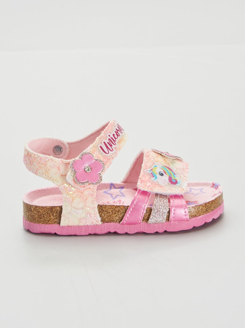 Sandalen met eenhoornprint roze - Kiabi