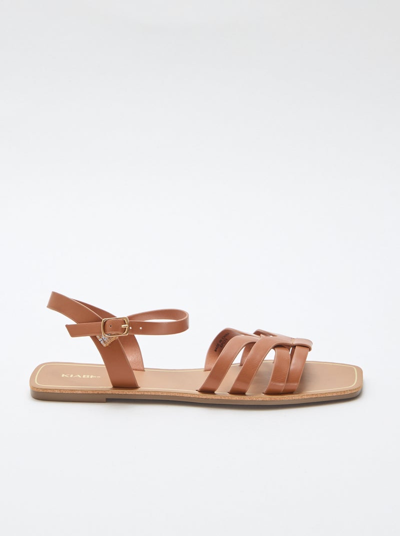 Sandalen met gekruist bandje Bruin - Kiabi