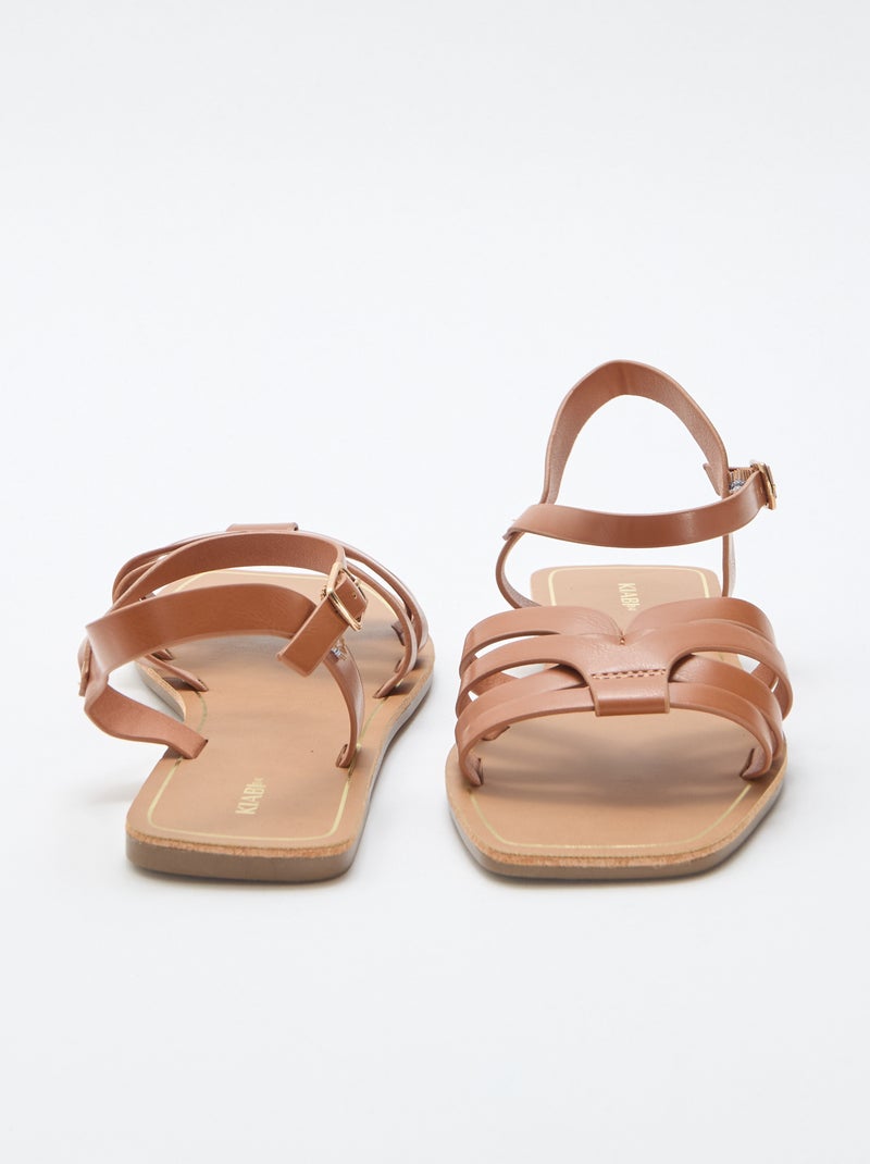 Sandalen met gekruist bandje Bruin - Kiabi