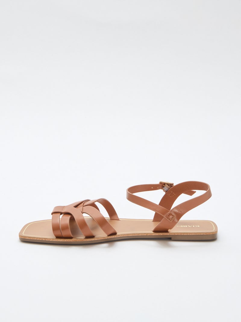 Sandalen met gekruist bandje Bruin - Kiabi