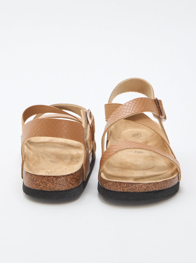Sandalen met gekruiste bandjes Bruin - Kiabi