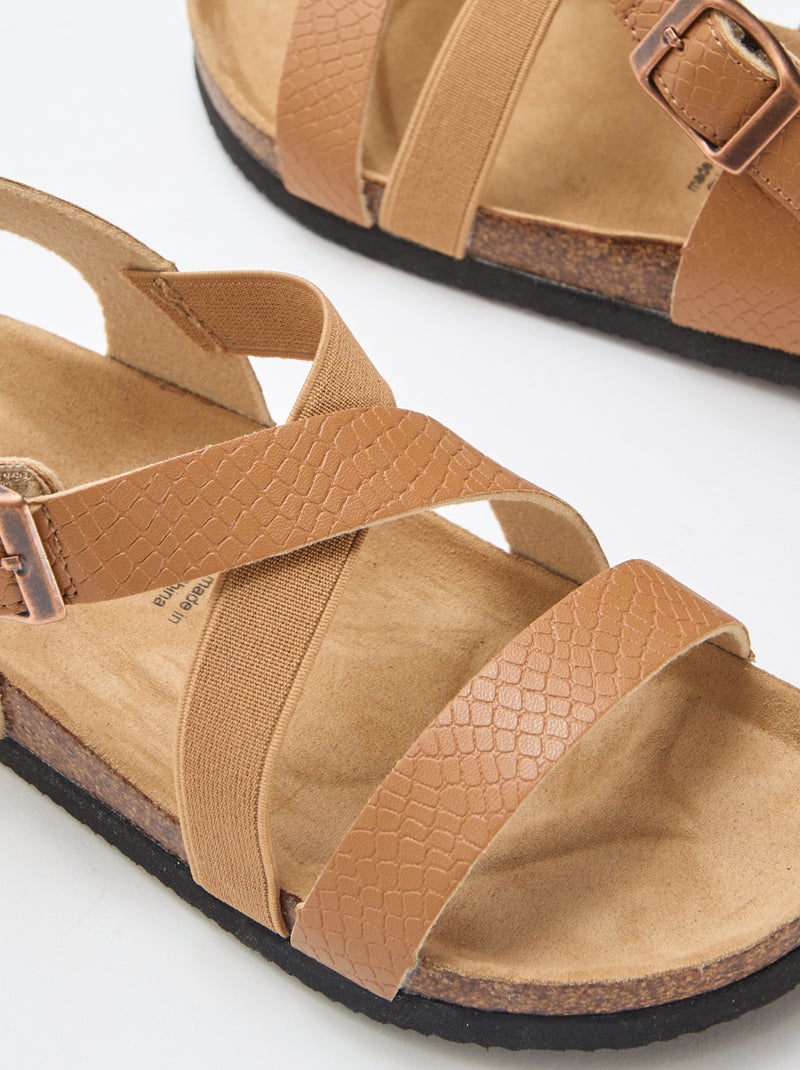 Sandalen met gekruiste bandjes Bruin - Kiabi