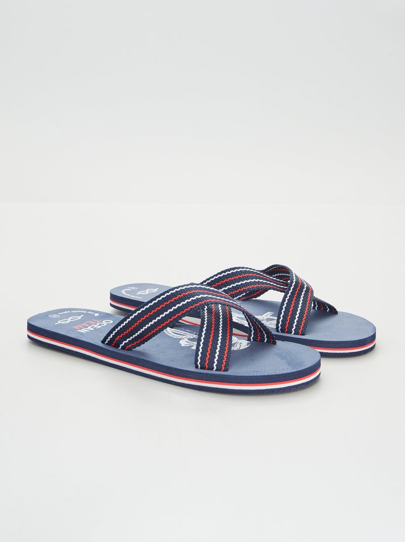 Sandalen met gekruiste riempjes marineblauw - Kiabi
