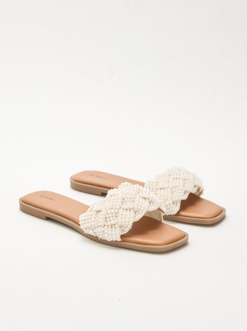 Sandalen met gevlochten bandjes en parels - Kiabi