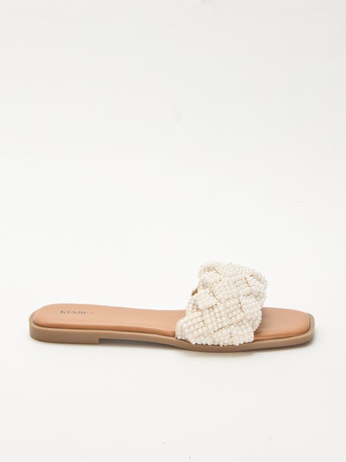 Sandalen met gevlochten bandjes en parels - Kiabi