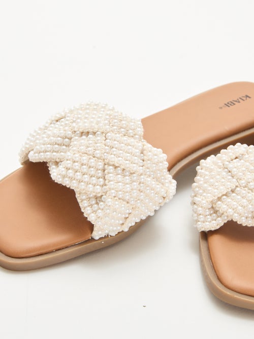 Sandalen met gevlochten bandjes en parels - Kiabi