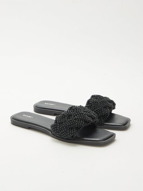 Sandalen met gevlochten bandjes en parels - Kiabi