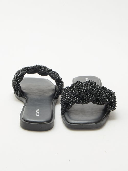 Sandalen met gevlochten bandjes en parels - Kiabi