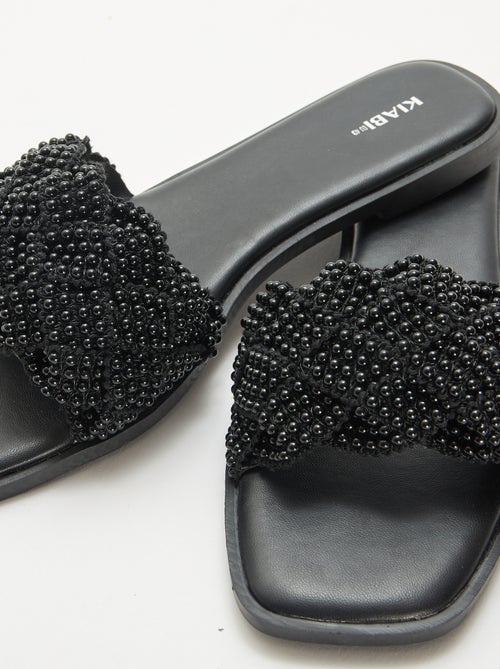 Sandalen met gevlochten bandjes en parels - Kiabi