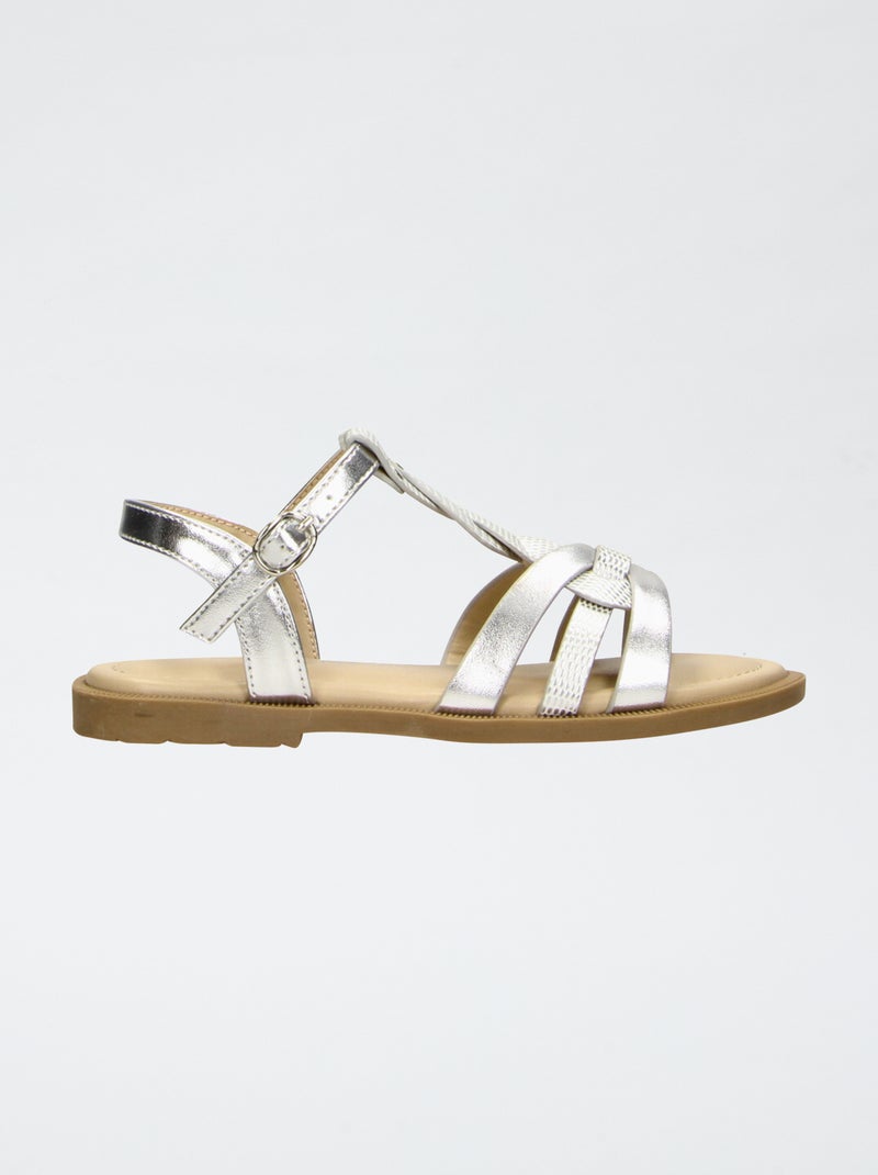 Sandalen met gevlochten bandjes Grijs - Kiabi