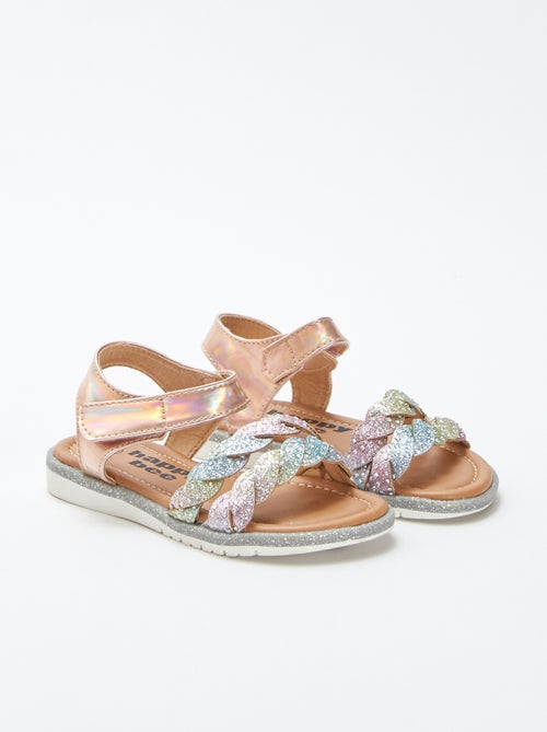 Sandalen met gevlochten glitterbandjes - Kiabi