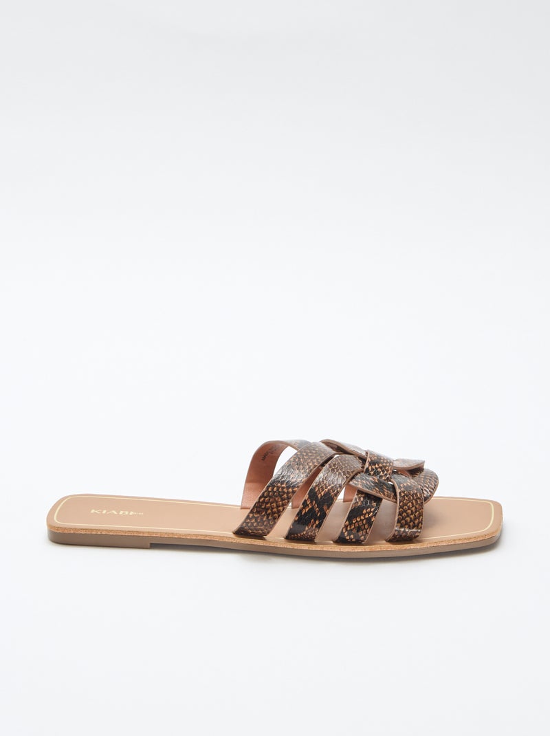 Sandalen met goudkleurige bandjes Bruin - Kiabi