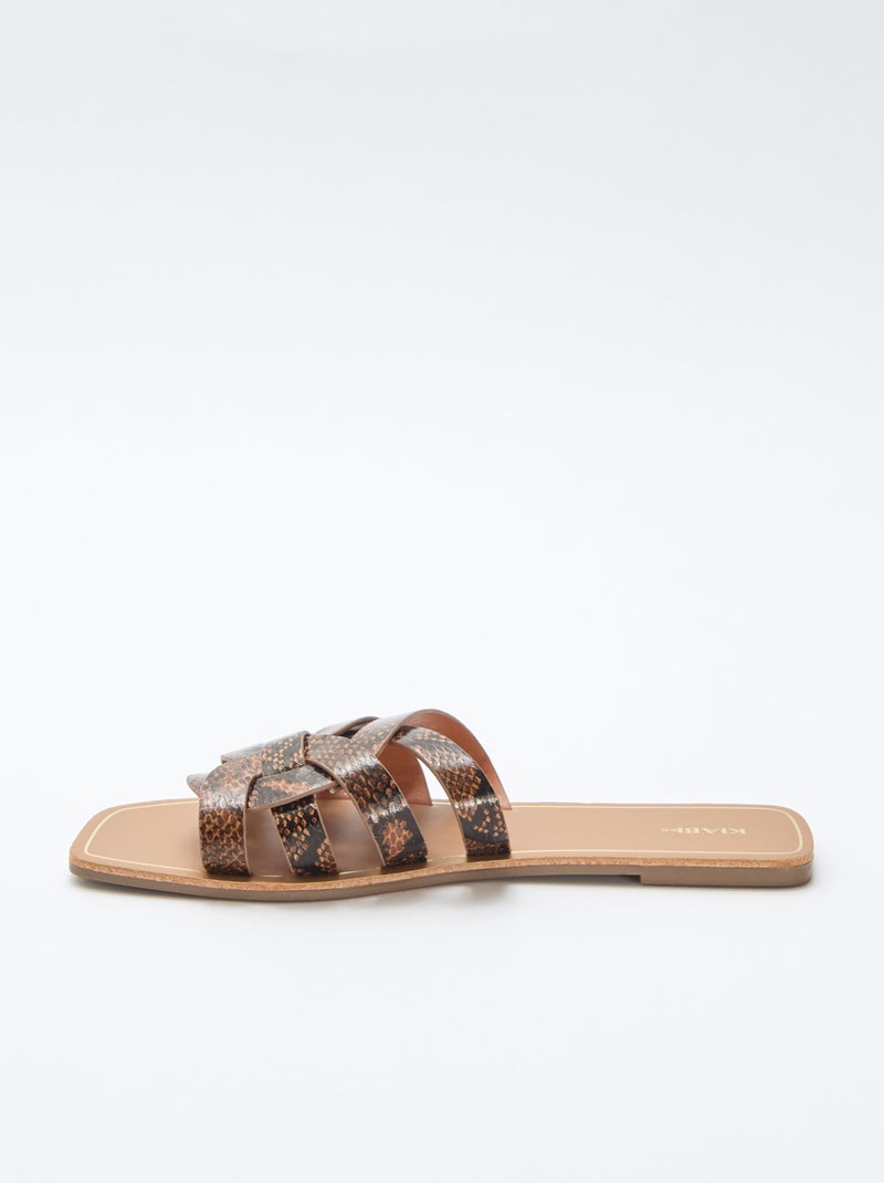Sandalen met goudkleurige bandjes Bruin - Kiabi