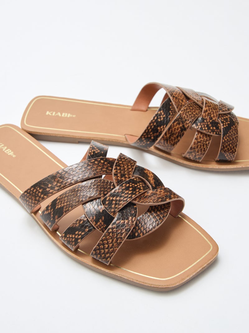 Sandalen met goudkleurige bandjes Bruin - Kiabi