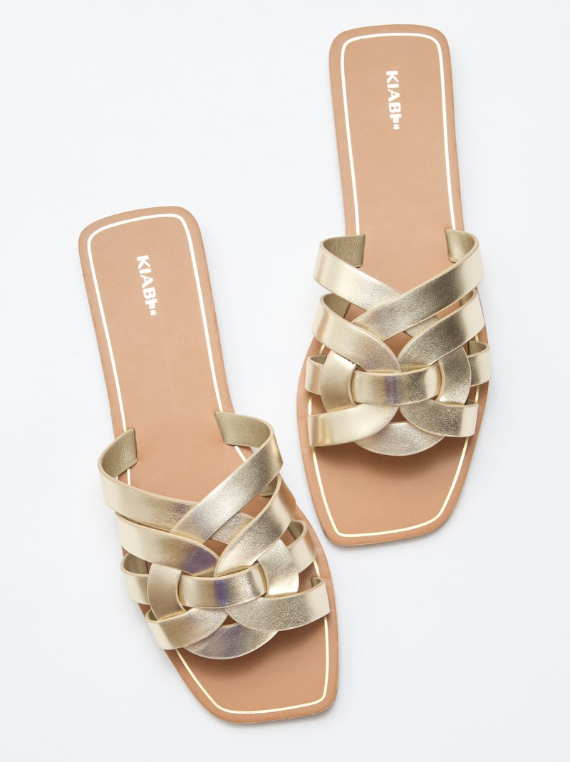 Sandalen met goudkleurige bandjes Geel - Kiabi