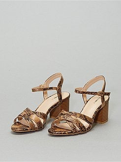 Schoenen - Sandalen met hak en pythonprint - Kiabi
