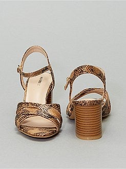 Schoenen - Sandalen met hak en pythonprint - Kiabi