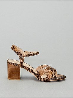 Schoenen - Sandalen met hak en pythonprint - Kiabi