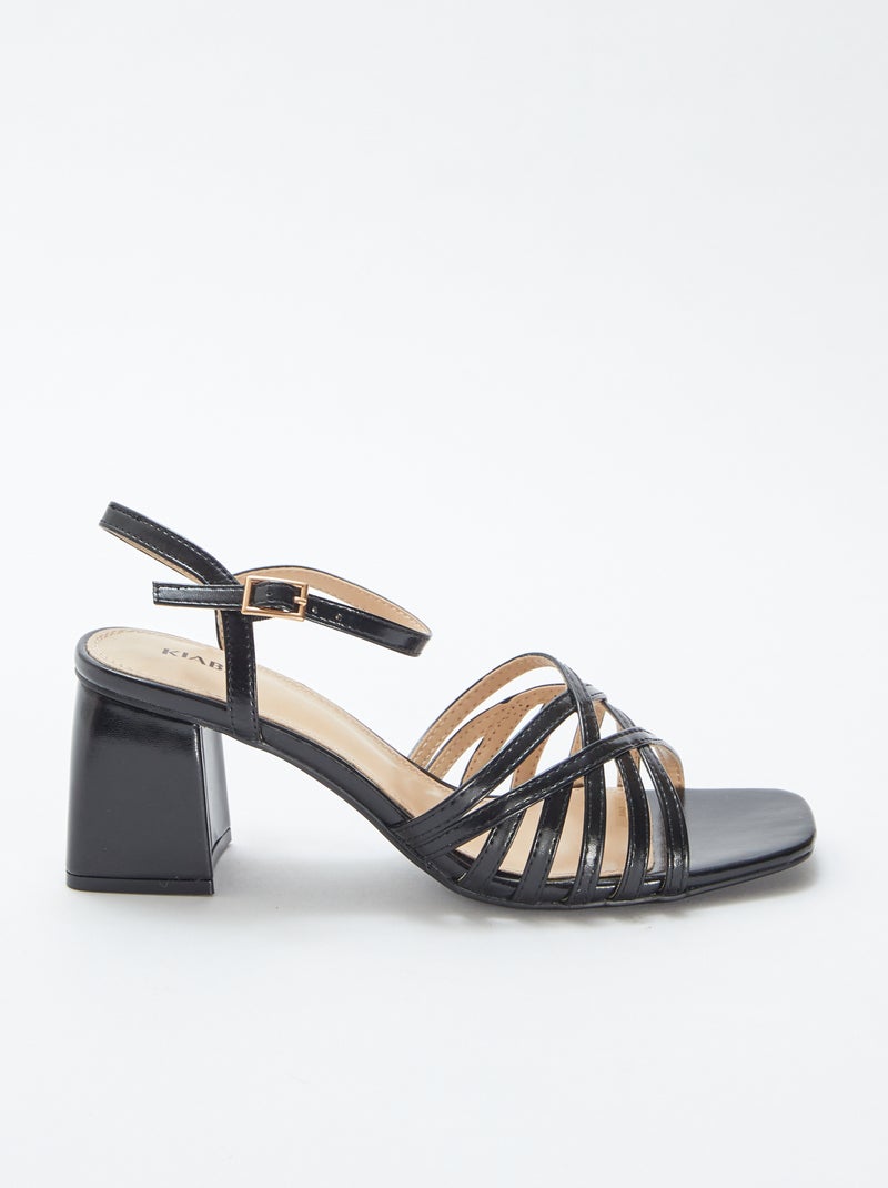 Sandalen met hak ZWART - Kiabi
