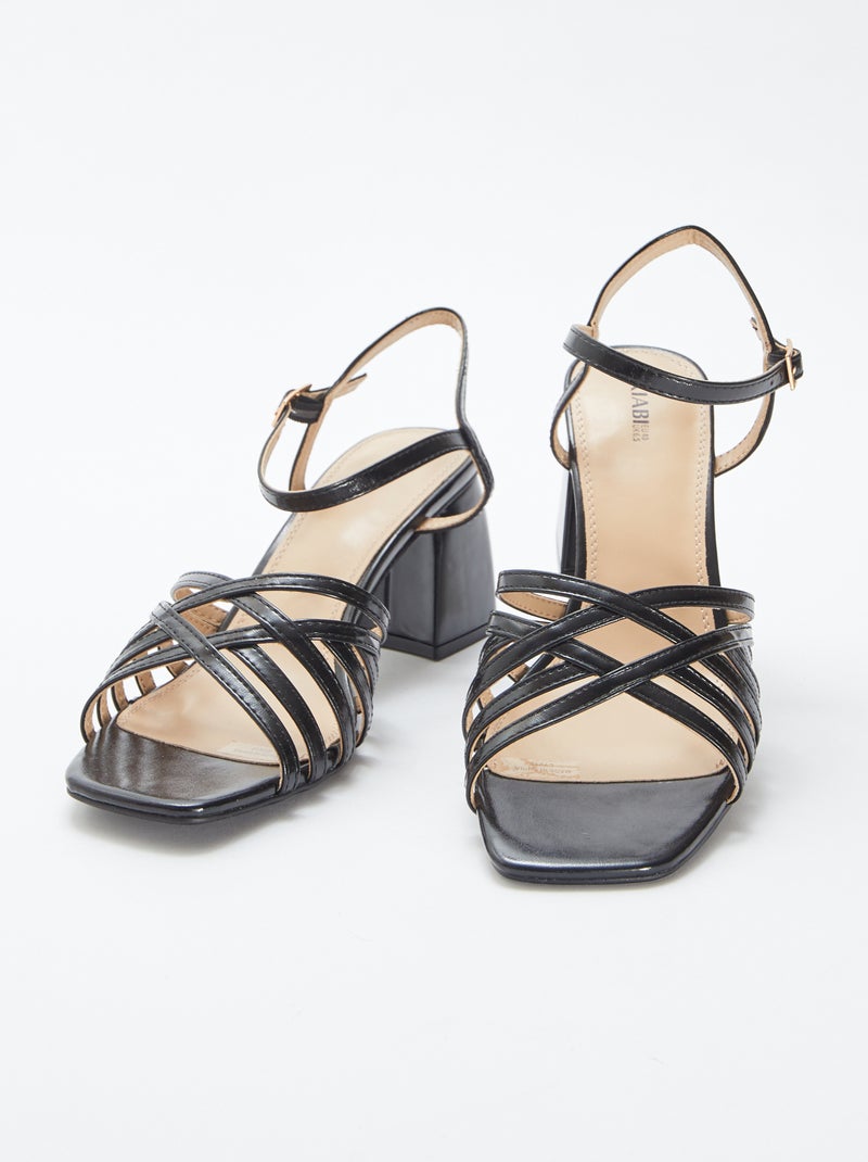 Sandalen met hak ZWART - Kiabi