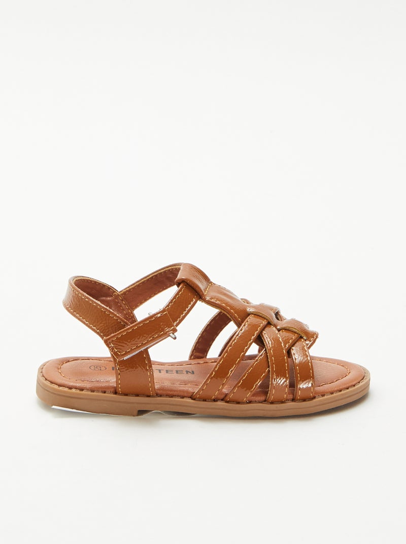Sandalen met klittenband Bruin - Kiabi