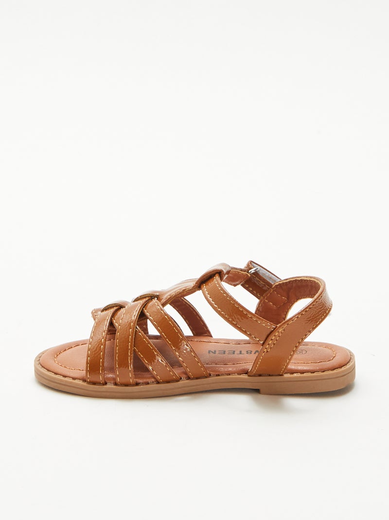 Sandalen met klittenband Bruin - Kiabi