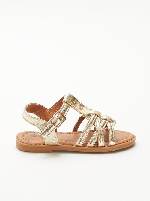 Sandalen met klittenband en gekruiste bandjes - Kiabi