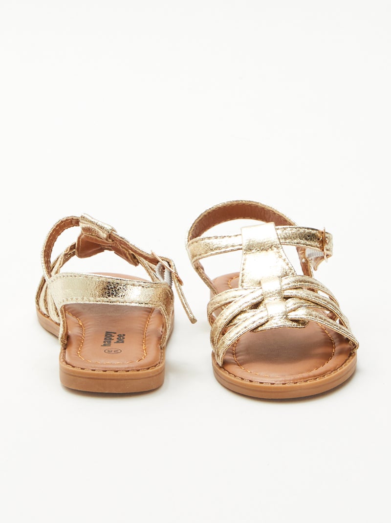 Sandalen met klittenband en gekruiste bandjes Geel - Kiabi