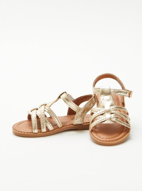 Sandalen met klittenband en gekruiste bandjes - Kiabi