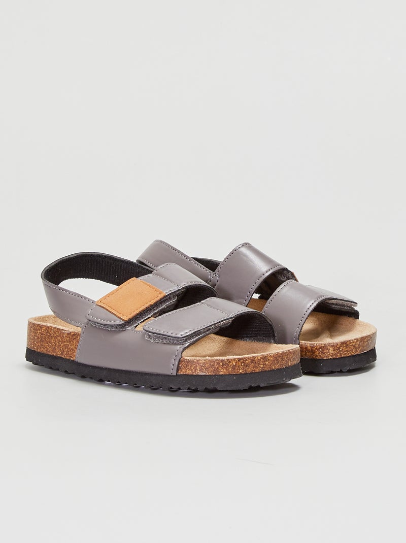 Sandalen met klittenband grijs - Kiabi