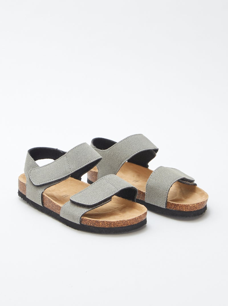 Sandalen met klittenband GRIJS - Kiabi