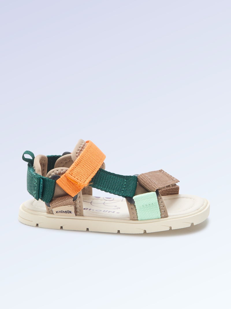 Sandalen met klittenband motriciteit 4 'lopen' - Kitchoun Blauw - Kiabi