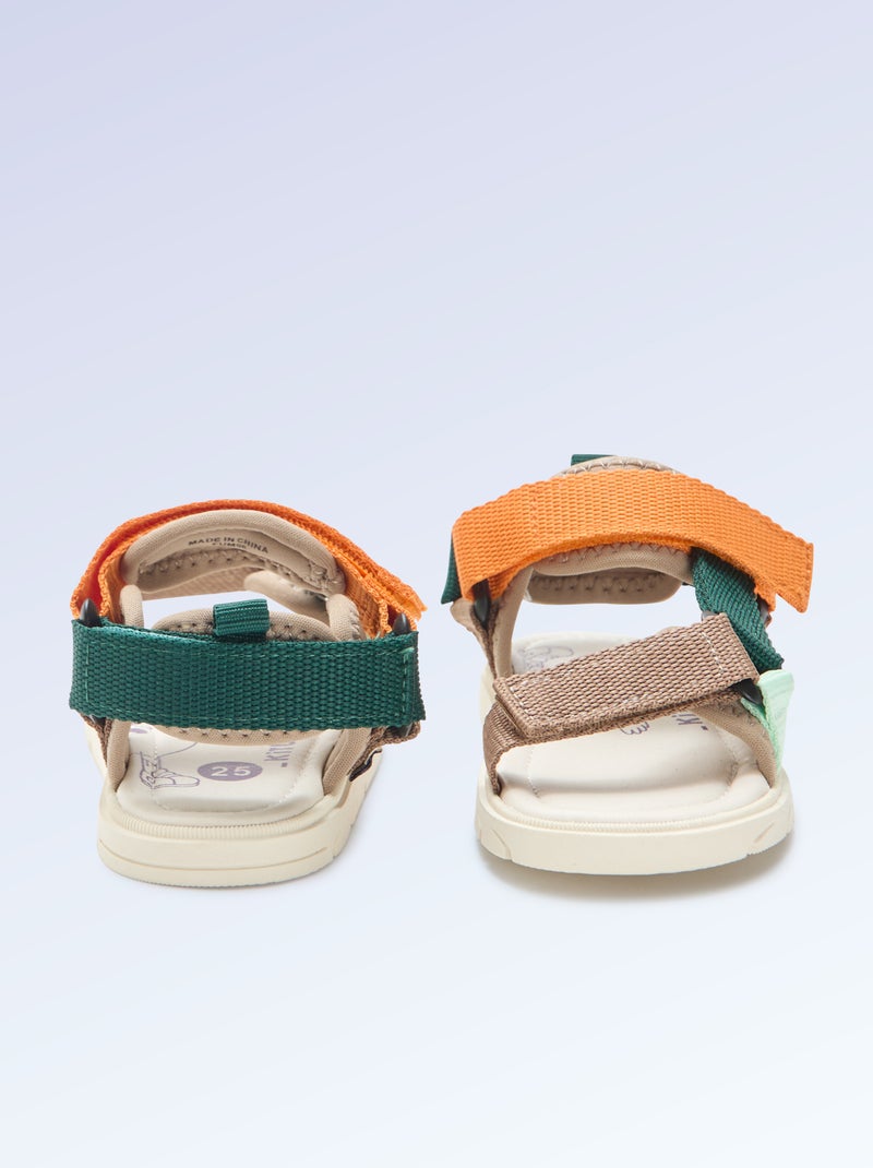 Sandalen met klittenband motriciteit 4 'lopen' - Kitchoun Blauw - Kiabi