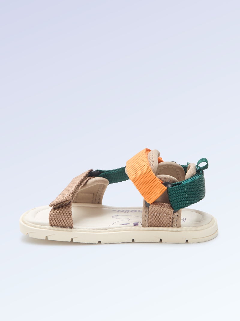Sandalen met klittenband motriciteit 4 'lopen' - Kitchoun Blauw - Kiabi