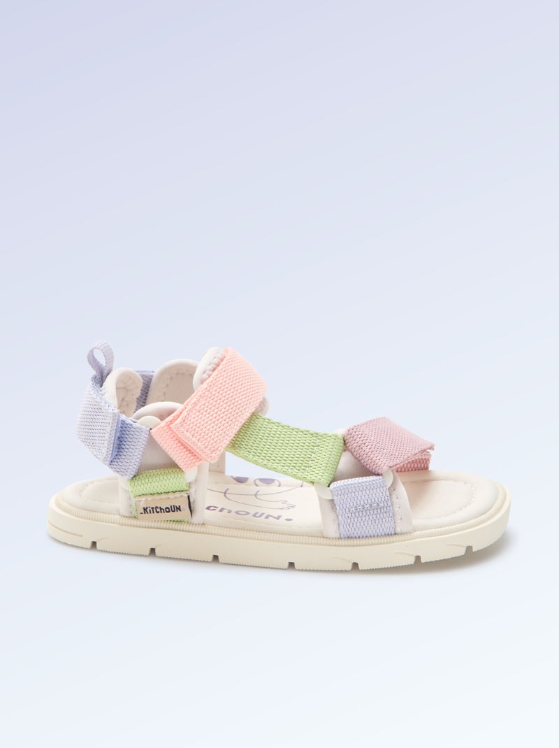 Sandalen met klittenband motriciteit 4 'lopen' - Kitchoun Rose - Kiabi