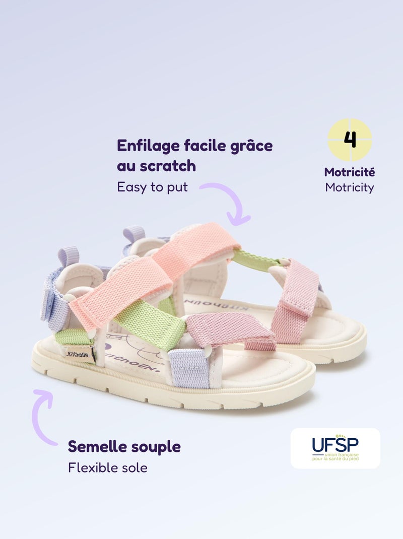 Sandalen met klittenband motriciteit 4 'lopen' - Kitchoun Rose - Kiabi