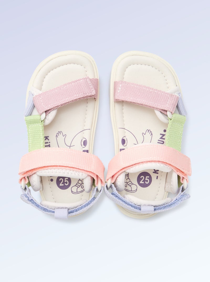 Sandalen met klittenband motriciteit 4 'lopen' - Kitchoun Rose - Kiabi