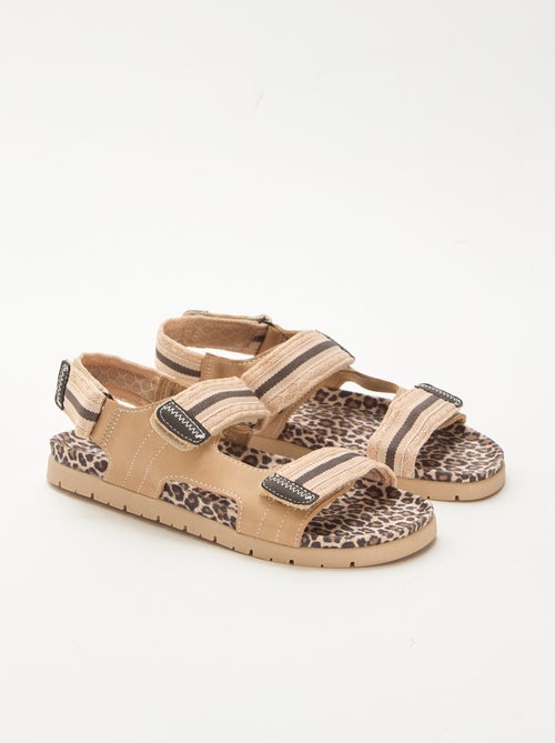 Sandalen met luipaardprint en klittenband - Kiabi