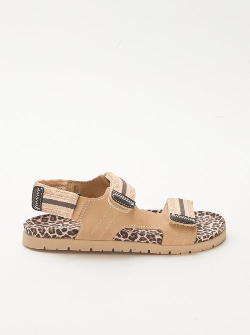 Sandalen met luipaardprint en klittenband - Kiabi