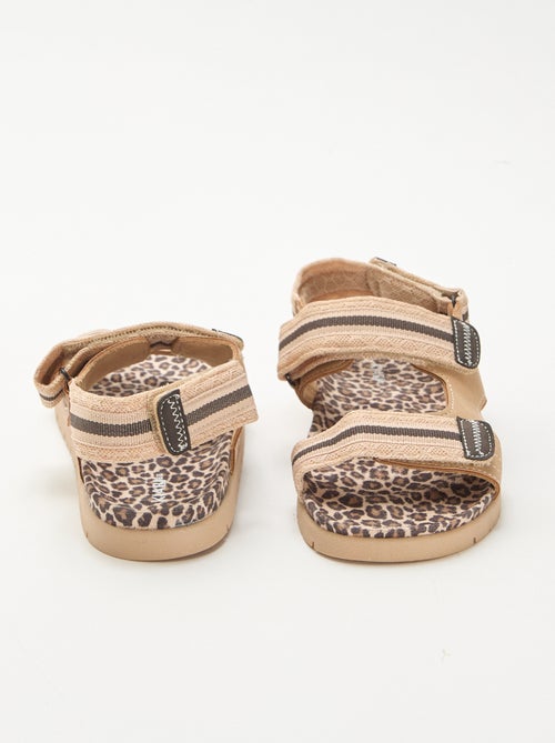 Sandalen met luipaardprint en klittenband - Kiabi