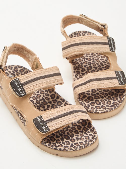 Sandalen met luipaardprint en klittenband - Kiabi