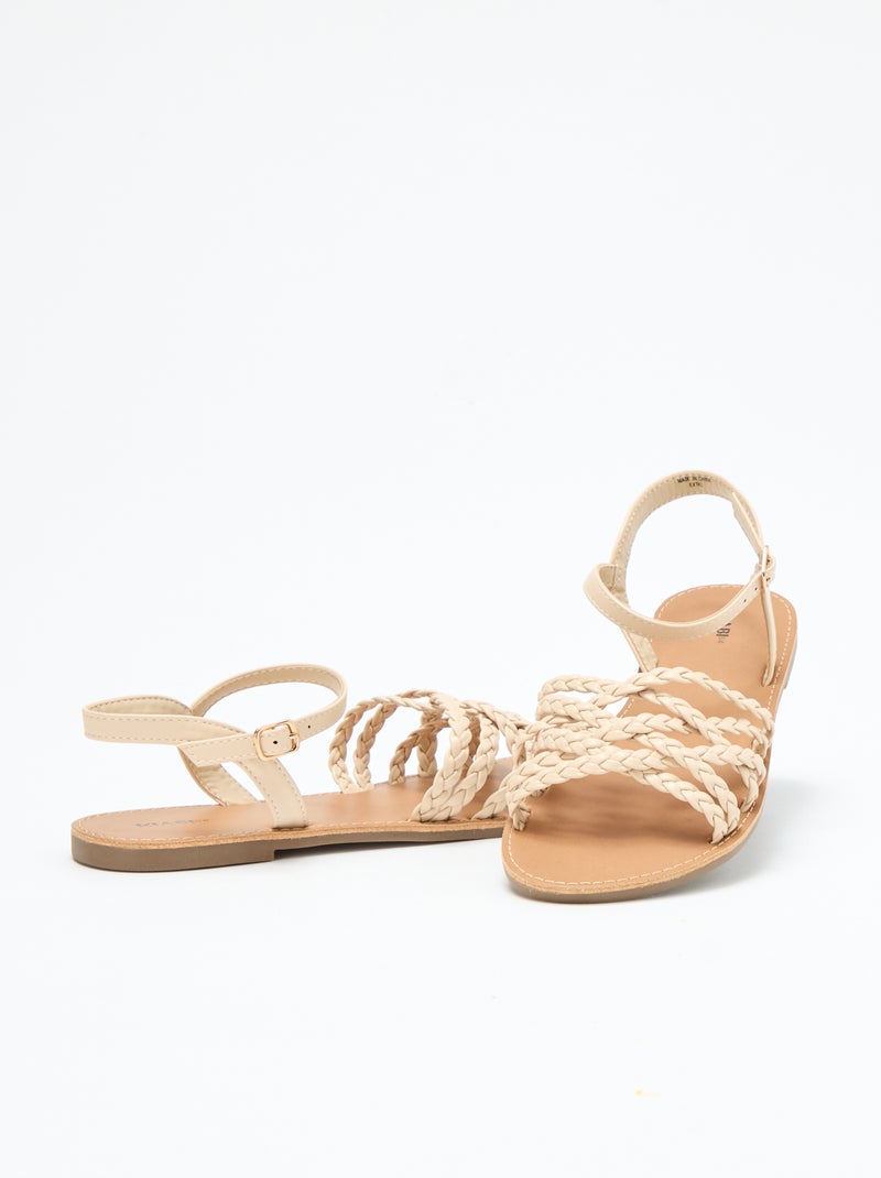 Sandalen met meerdere gevlochten bandjes Biege - Kiabi