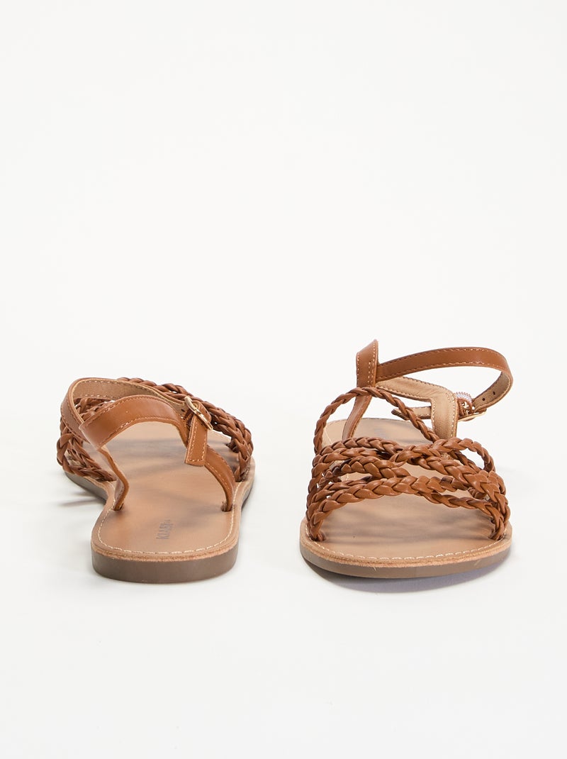 Sandalen met meerdere gevlochten bandjes Bruin - Kiabi