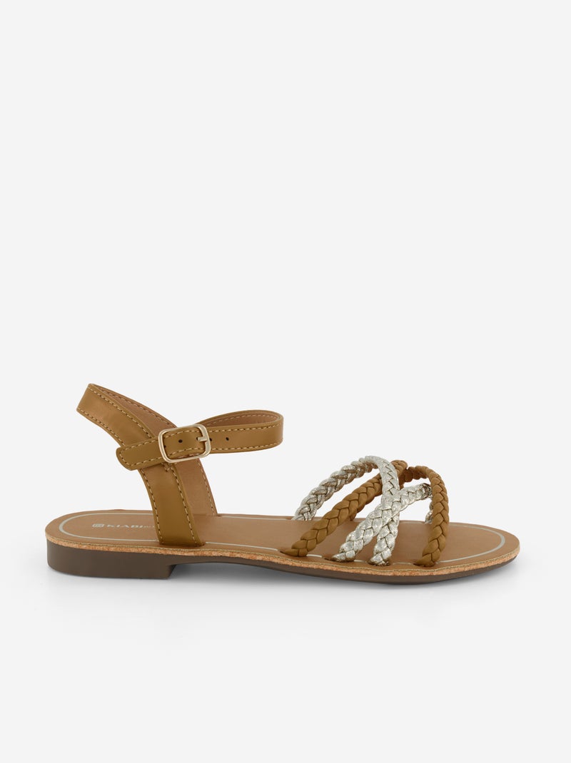 Sandalen met meerdere gevlochten bandjes Bruin - Kiabi