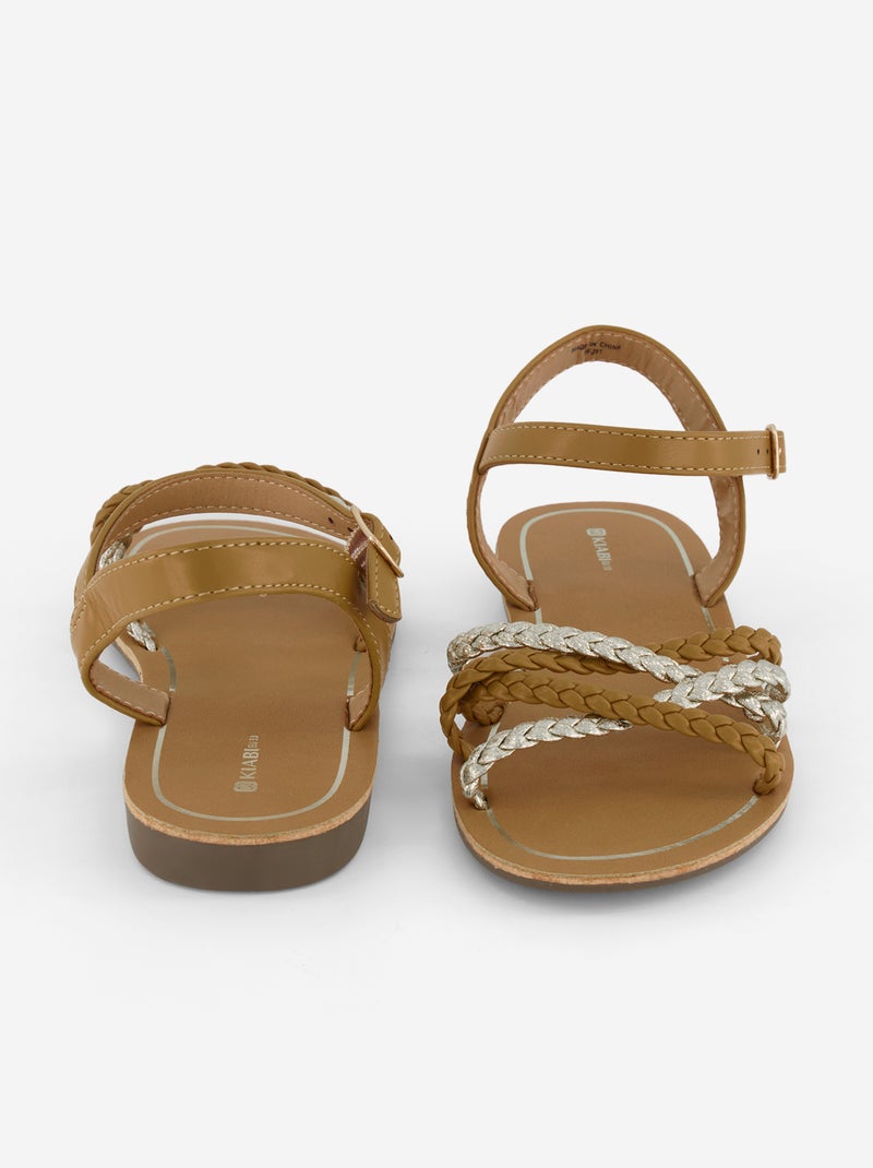 Sandalen met meerdere gevlochten bandjes Bruin - Kiabi