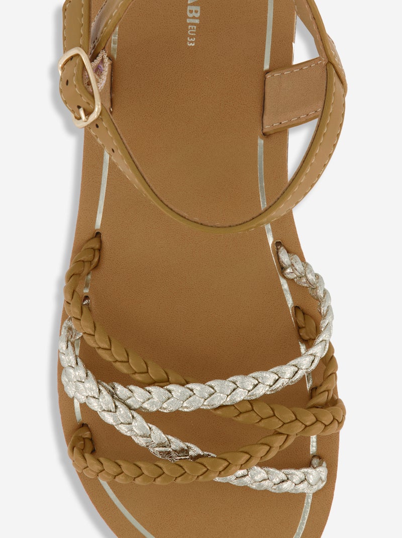 Sandalen met meerdere gevlochten bandjes Bruin - Kiabi