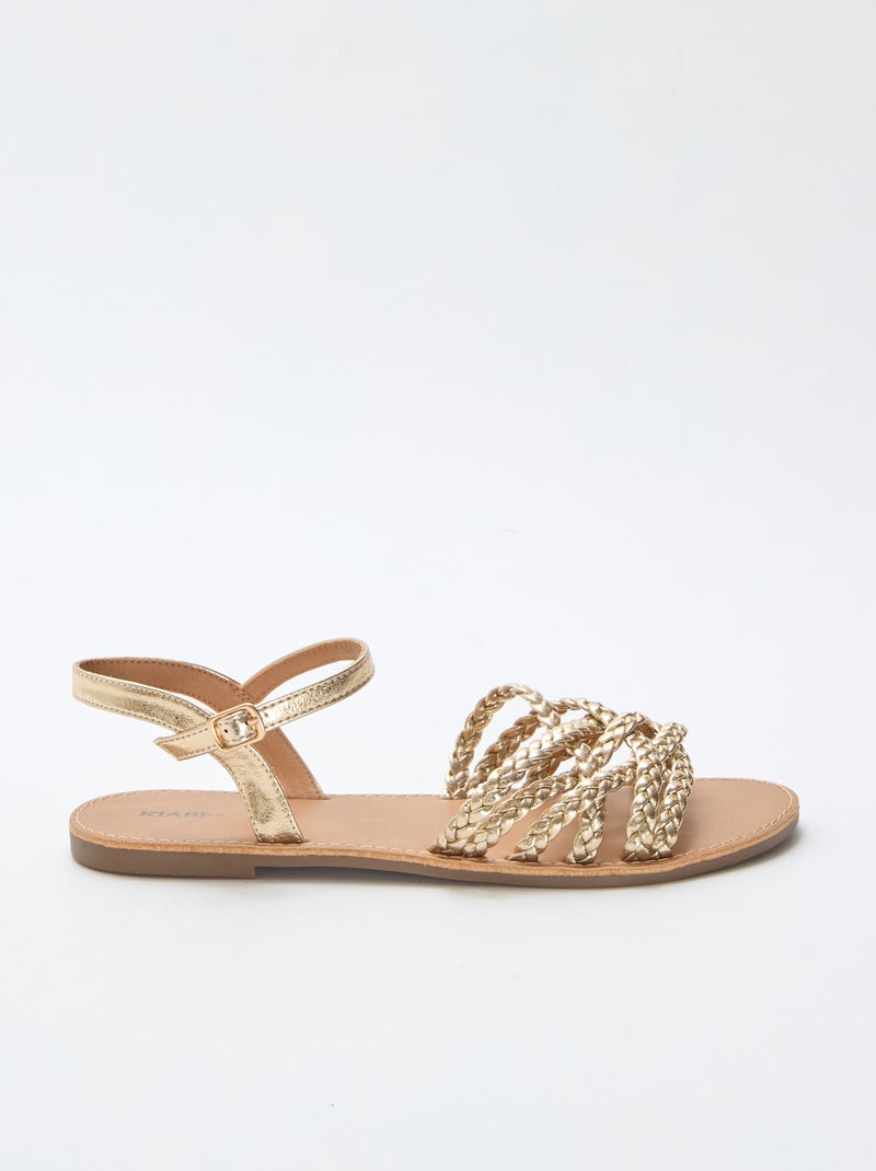 Sandalen met meerdere gevlochten bandjes Geel - Kiabi
