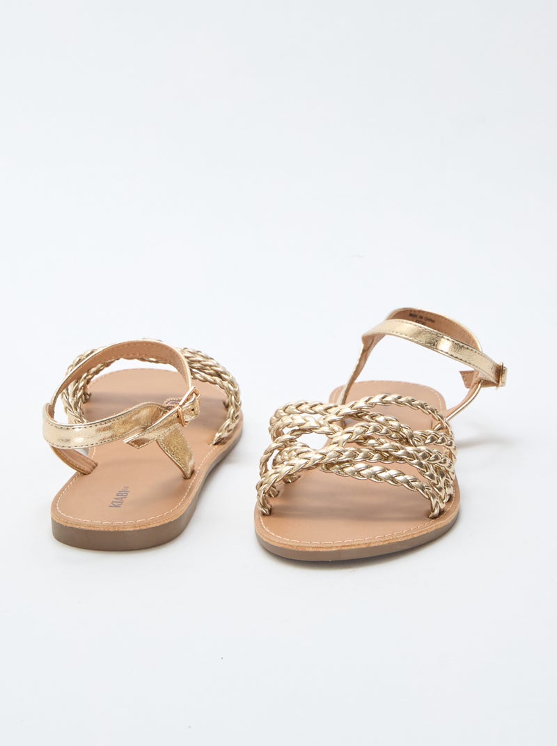 Sandalen met meerdere gevlochten bandjes Geel - Kiabi